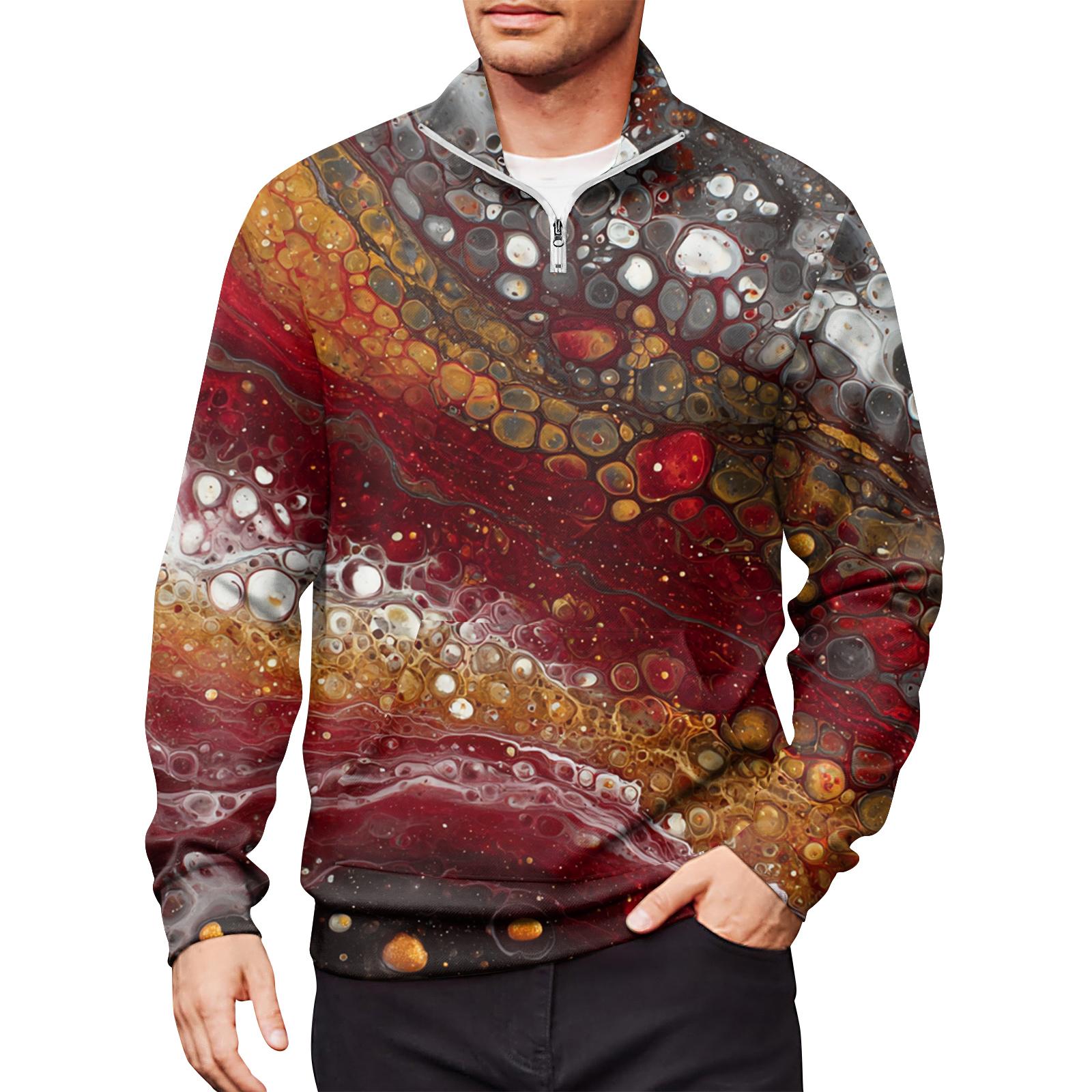 

Мужской свободный повседневный свитшот на молнии 1/4, модный топ с длинным рукавом и принтом, с карманами XXXL