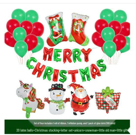 Christmas Decor Set: Snowman, Santa, Snowflake & Tree Balloons