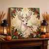 DIY Mini Framed Pearl Bead Art Kit Christmas Reindeer Design Sparkling Canvas Painting Relaxing Craft for Adults Holiday Home Decor Gift