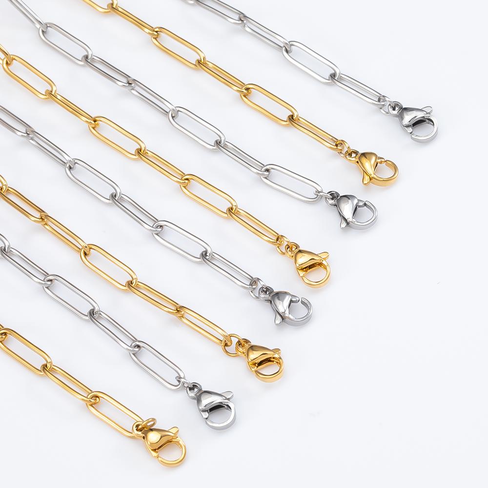 10pcs 5pcs 1pcs Stainless Steel Chain Hollow Frame Link Necklace Chains 5cm Extension Chain Lobster Clasp for DIY Jewelry Making