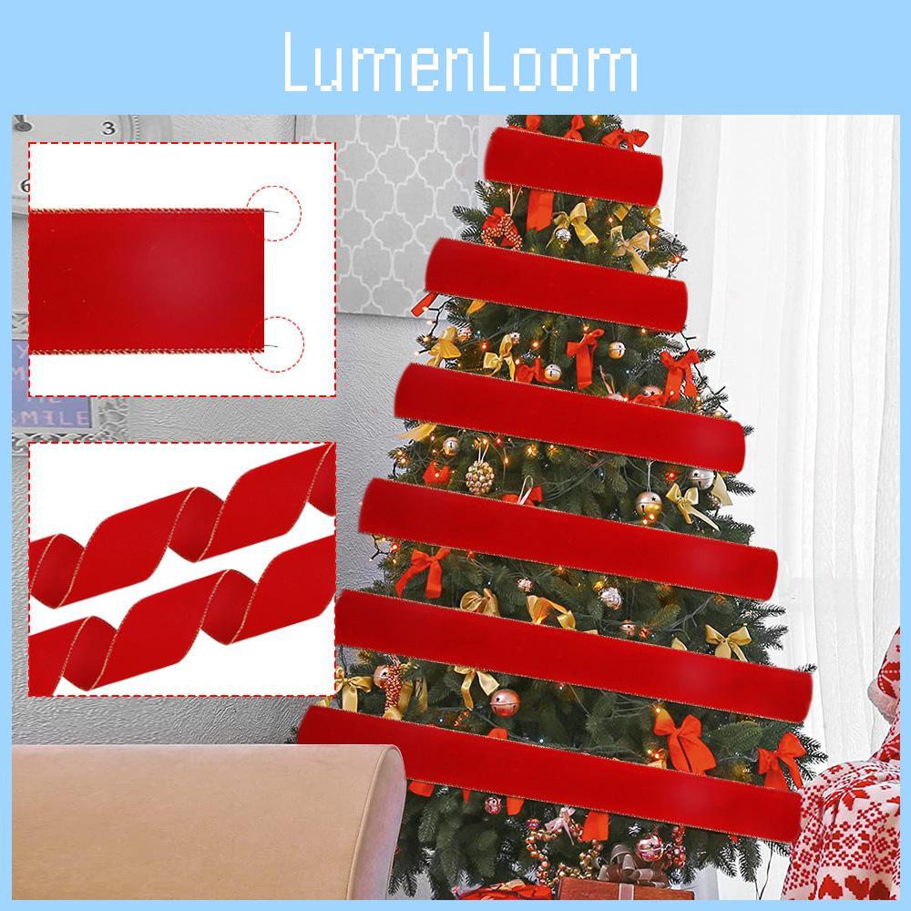 Stilvolles 10 Meter Weihnachts-Samtband in Rot mit Goldrand für Feiertagsbastelarbeiten