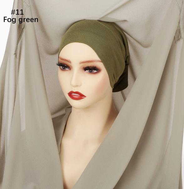 Chiffon Hijab with Magnetic Buckle Solid Color Woman Muslim Hijab Scarf Islamic Turban Fashion Headband Shawl