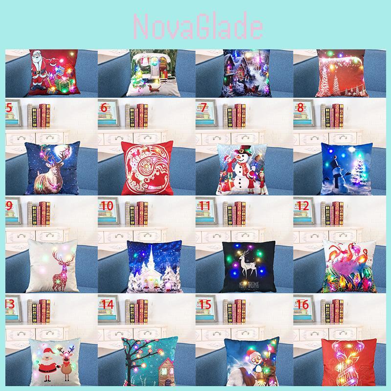 Luxurious Christmas Led Lights Linen Pillow Case For Festive Home Decor And Cozy Sofa