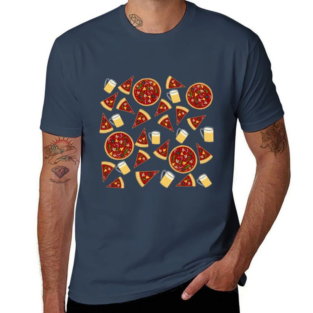 Pizza And Beer Tshirt Basic Solid Color Short Sleeve Tshirt