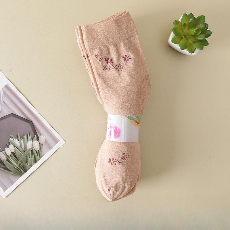 10 Pairs of Women's Summer Thin Old Jacquard Anti Hook Silk Loose Mouth Mid Aged Tube Socks