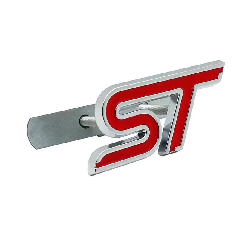 yvmsj9 3D Metal ST Letters Badge Car Front Grille Emblem Decals for Ford Mondeo Kuga Ranger Mustang F150 Aspire Everest Fiesta Focus
