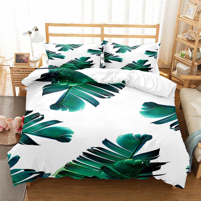 Digital Striped Pattern Floral 3D Digital Printing Bedding Quilt Cover Three-Piece Set 90*190