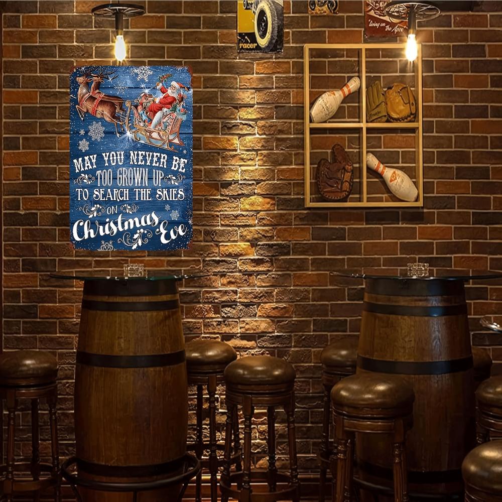 Wesołych Świąt Vintage Znak Świąteczny Urocza Retro Dekoracja Ścienna do Domu, Baru i Domku na Wsi; Wykonane z wytrzymałego materiału; Projekt