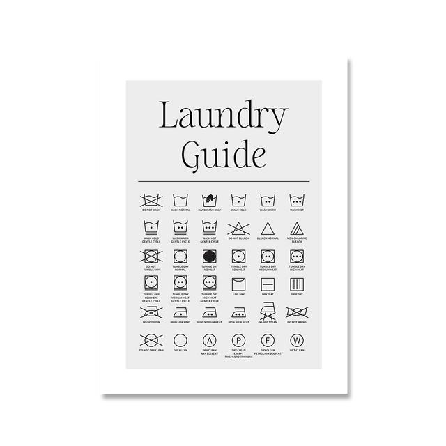 

Руководство по стирке, холст, картина, настенное искусство, символ стирки, печать плакатов, ванная комната, разная комната, минималистичная картина, украшение для дома 21cm×30cm NoFrame