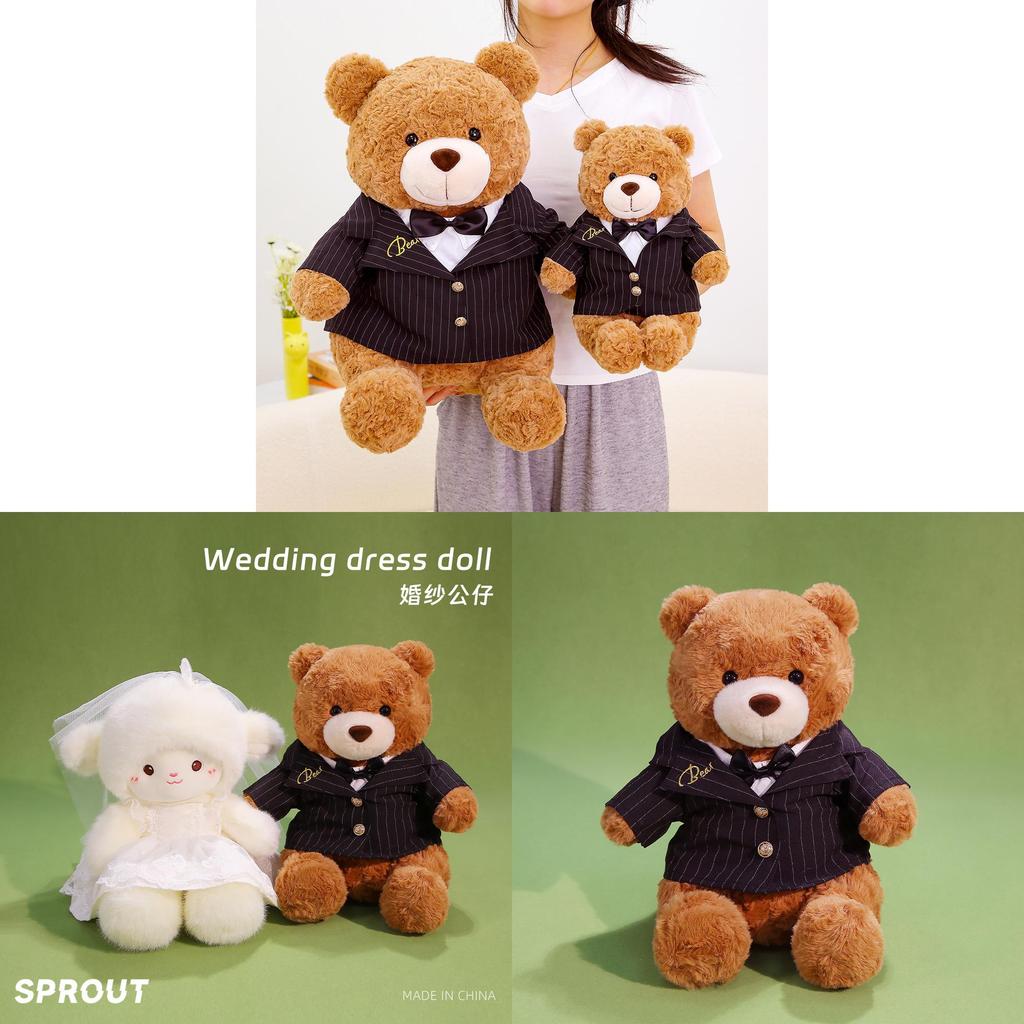Wedding Bear Plush Toy With Pp Cotton Filling For Wedding Decor And Gift Ideas