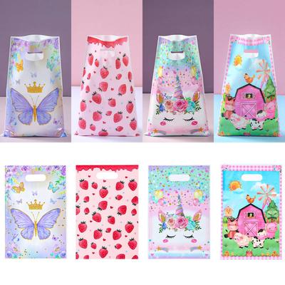 10pcs Handbag Candy Bags Butterfly Unicorn Farm Strawberry Party Decoration Kids Gift Bag 1st Birthday Girl Party Supplies