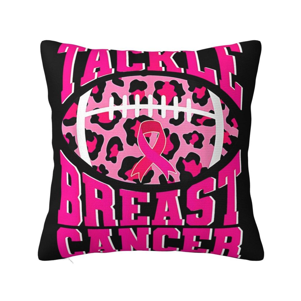 Football Breast Cancer Breast Cance Square Pillow Cases Cushion Cover Fashion Zipper Decorative Pillowcase for Car 45x45cm