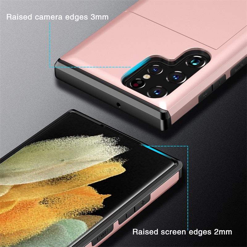 Applicable To Samsung S25Ultra Mobile Phone Case S23FE Slide Cover Card Wallet 22Plus Card Slot Anti-drop Protective Case