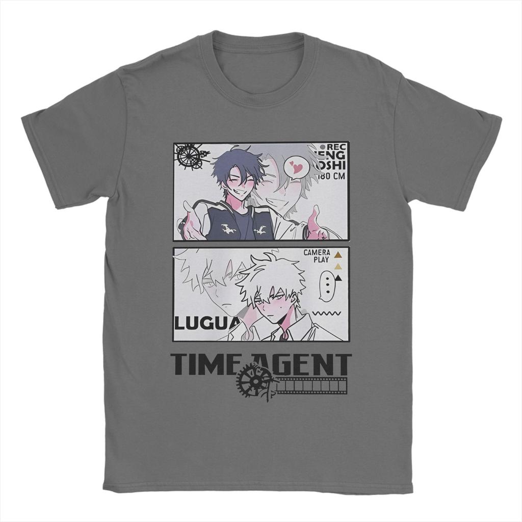 Αστεία Μπλουζάκια Anime Lu Guang για Άνδρες, Στρογγυλή Λαιμόκοψη, Βαμβακερά T-Shirts, Πράκτορας του Χρόνου, Κοντομάνικο T-shirt, Μεγάλα Μεγέθη, Εμπορεύματα