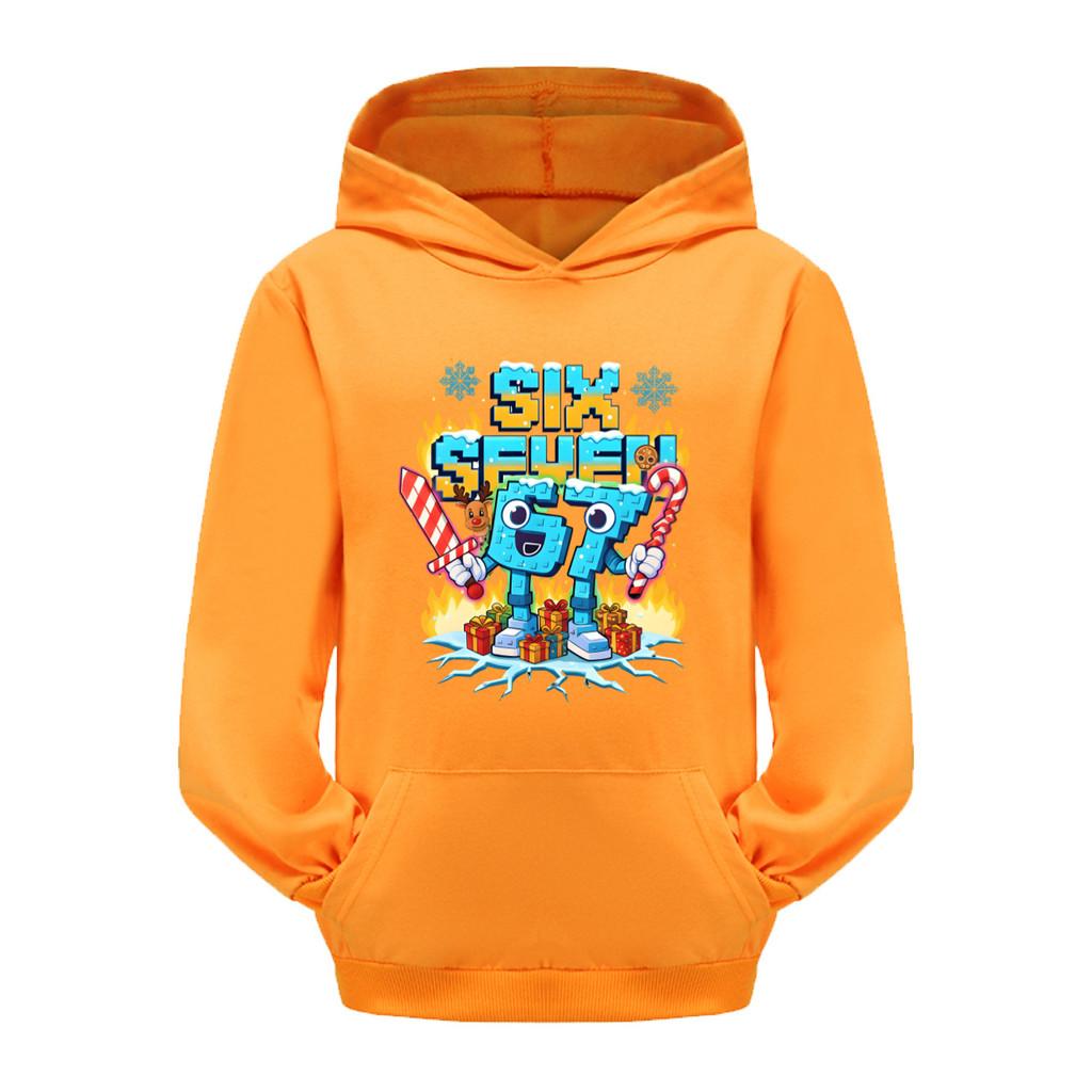 5193 Kinder Jungen Mädchen Steal a Brainrot 67 Six Seven Bedruckter Freizeit-Langarm-Hoodie Top