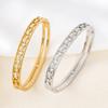 European-American Chic Temperament Luxury Hollow Bow Bracelet with Geometric Rhinestone Inlay