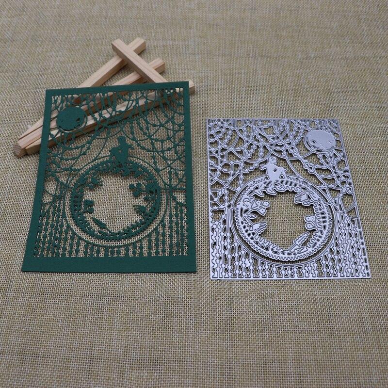 Neu Rechteck Wald Blätter Mädchen Nacht Metall Schneiden Stirbt Für DIY Grußkarte Handwerk