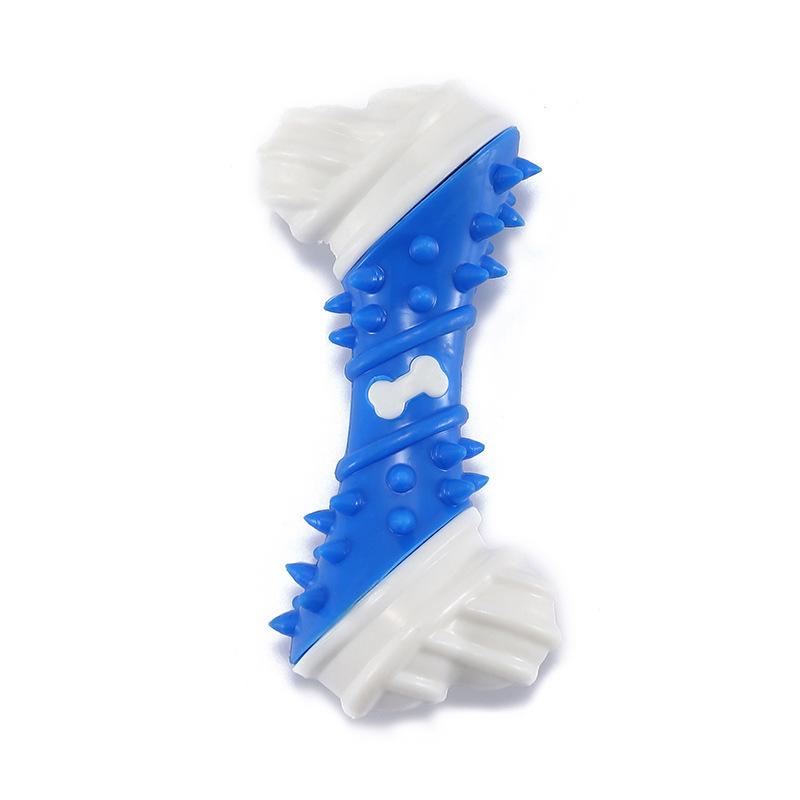 Blue Spiked Rubber Dog Chew Bone Toy – Durable Teeth Cleaning Puppy Dental Chew Toy синий
