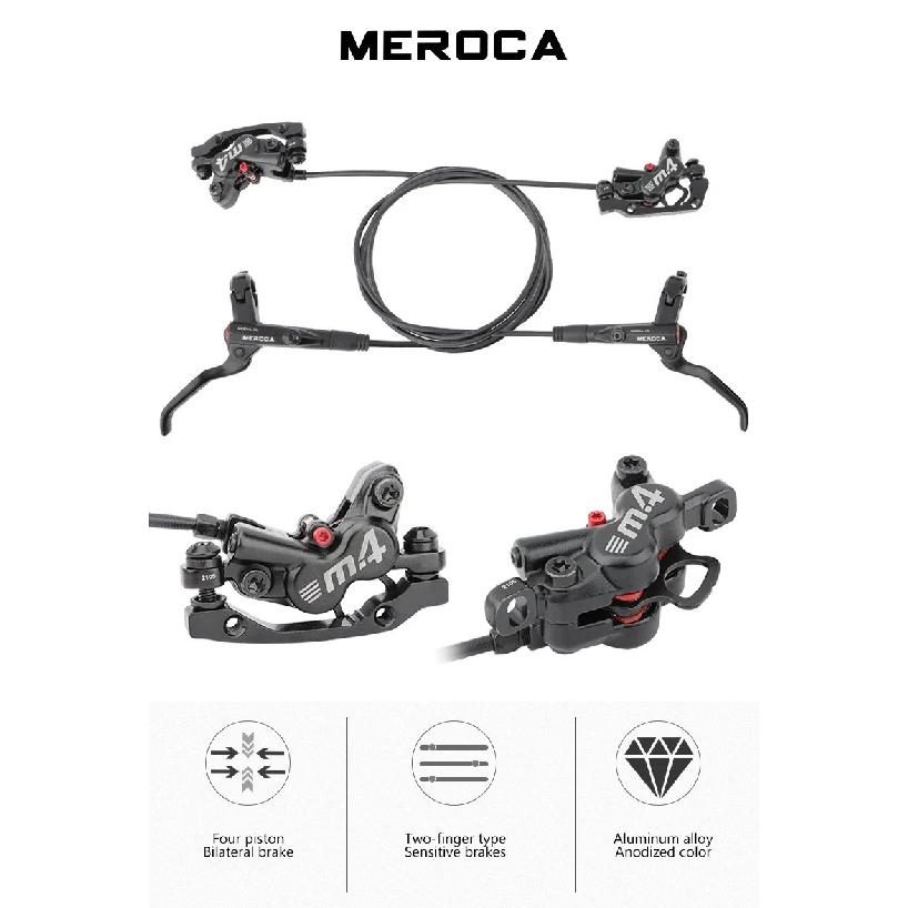 Freni Meroca 4 Pistoni Freni Idraulici Freni per Bicicletta Mtb Pinza Rotor 160mm Set Bicicletta da Montagna 800/1400mm per E4 ZEE M420