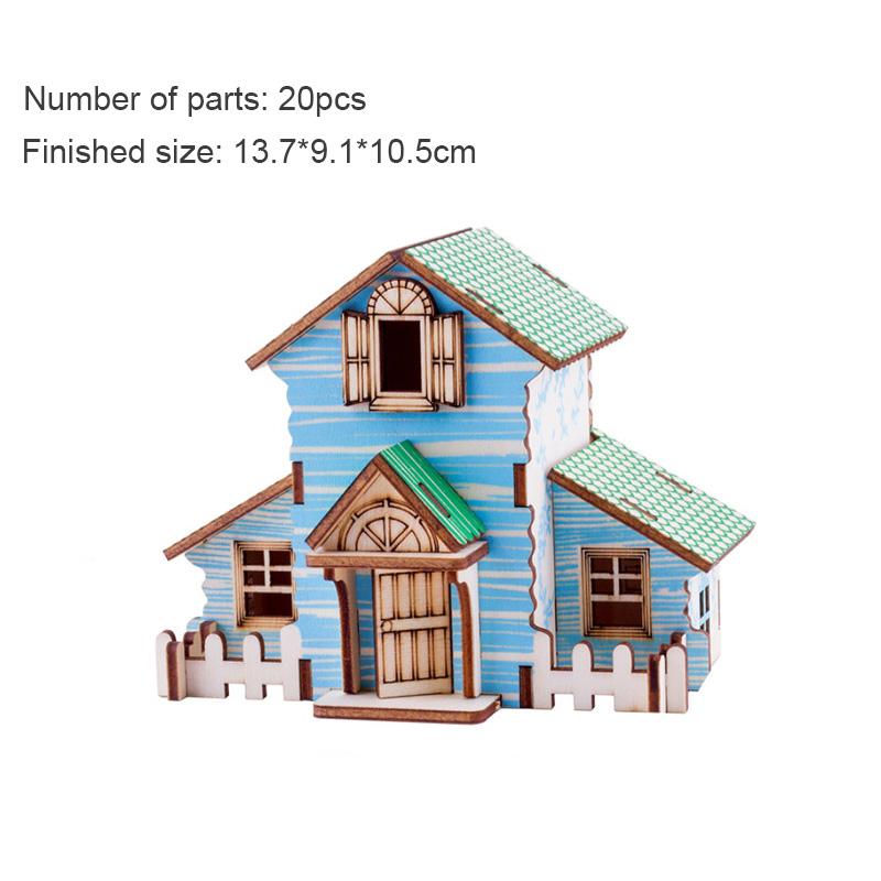 3D Wooden Puzzle Jigsaw House Villa Architectural Models DIY Assembled Combination Kids Handmade Craft Puzzle Decoration