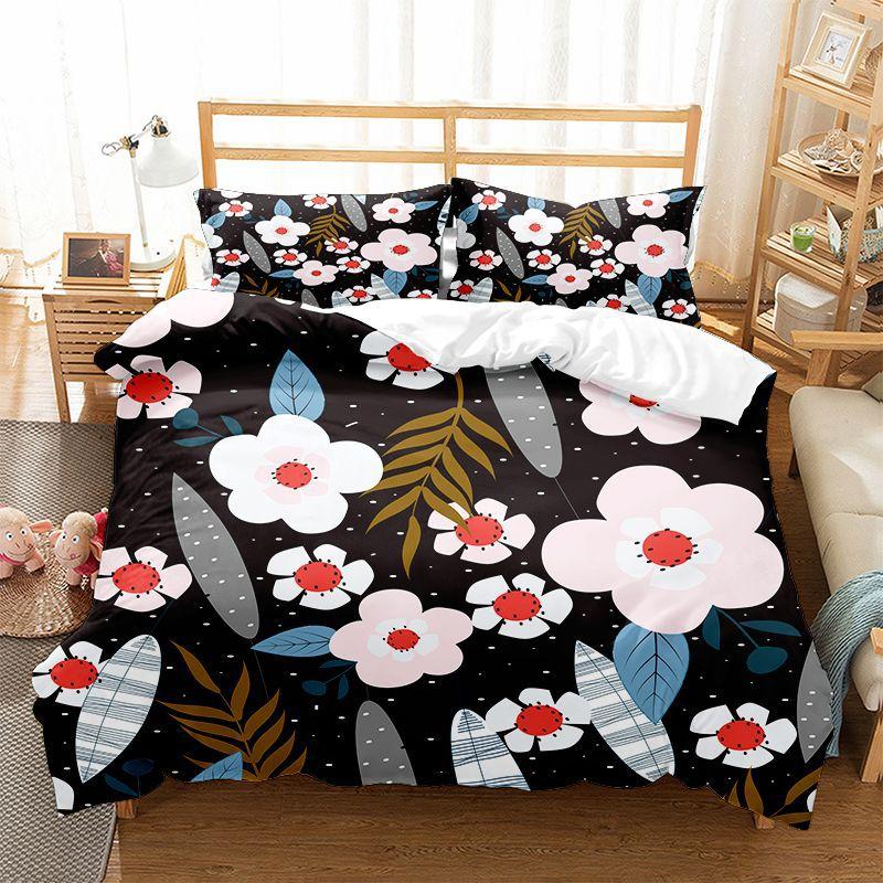 Comforter Floral Bedding Set Botanical Flower Queen Soft Boho Rose Flowers Leaves Print Comforter For Teens Adults Decor