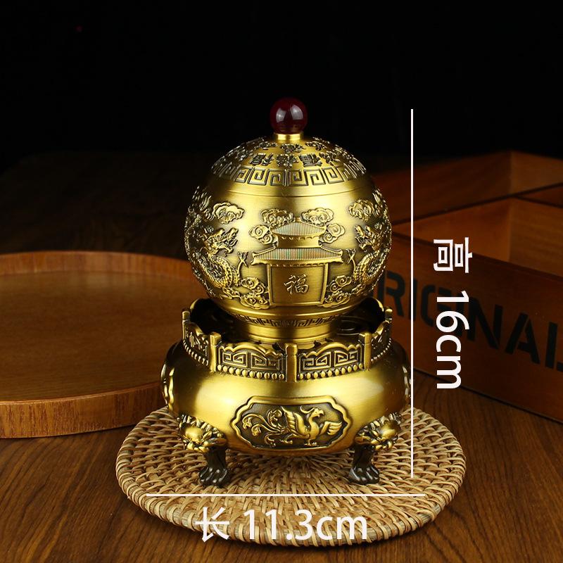 

Латунная девятиоборотная курильница Цянькунь, украшение, офис, кабинет, курильница из чистой медной пластины, металлическое изделие ручной работы