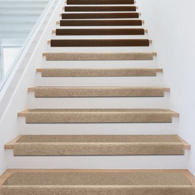 13Pcs Beige/Brown Stair Treads 55x20cm Non-Slip Indoor Stair Mats, Self-Adhesive Carpet Pads for Safe, Quiet Steps