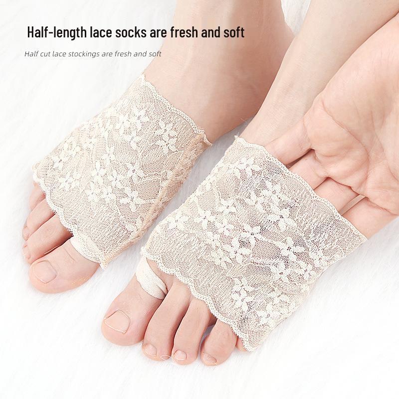 Summer Lace Toe Separator Slippers: Humanoid Sponge Foot Pad, Pressure Relief, Anti-Slip Invisible Half-Sole