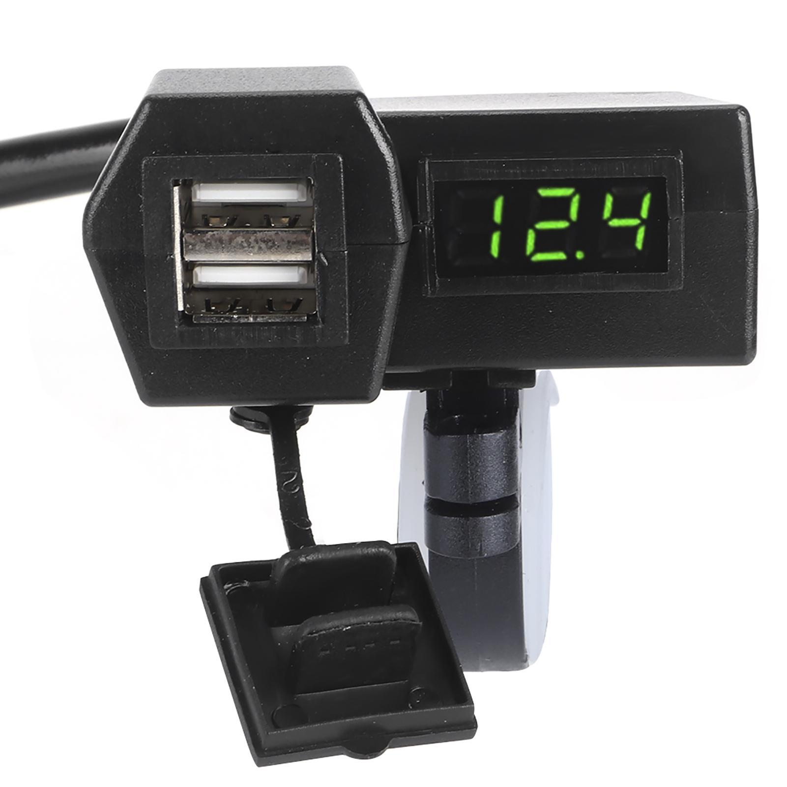 

Универсальный мотоциклетный двойной USB-адаптер для зарядки с вольтметром, зеленый зеленый свет