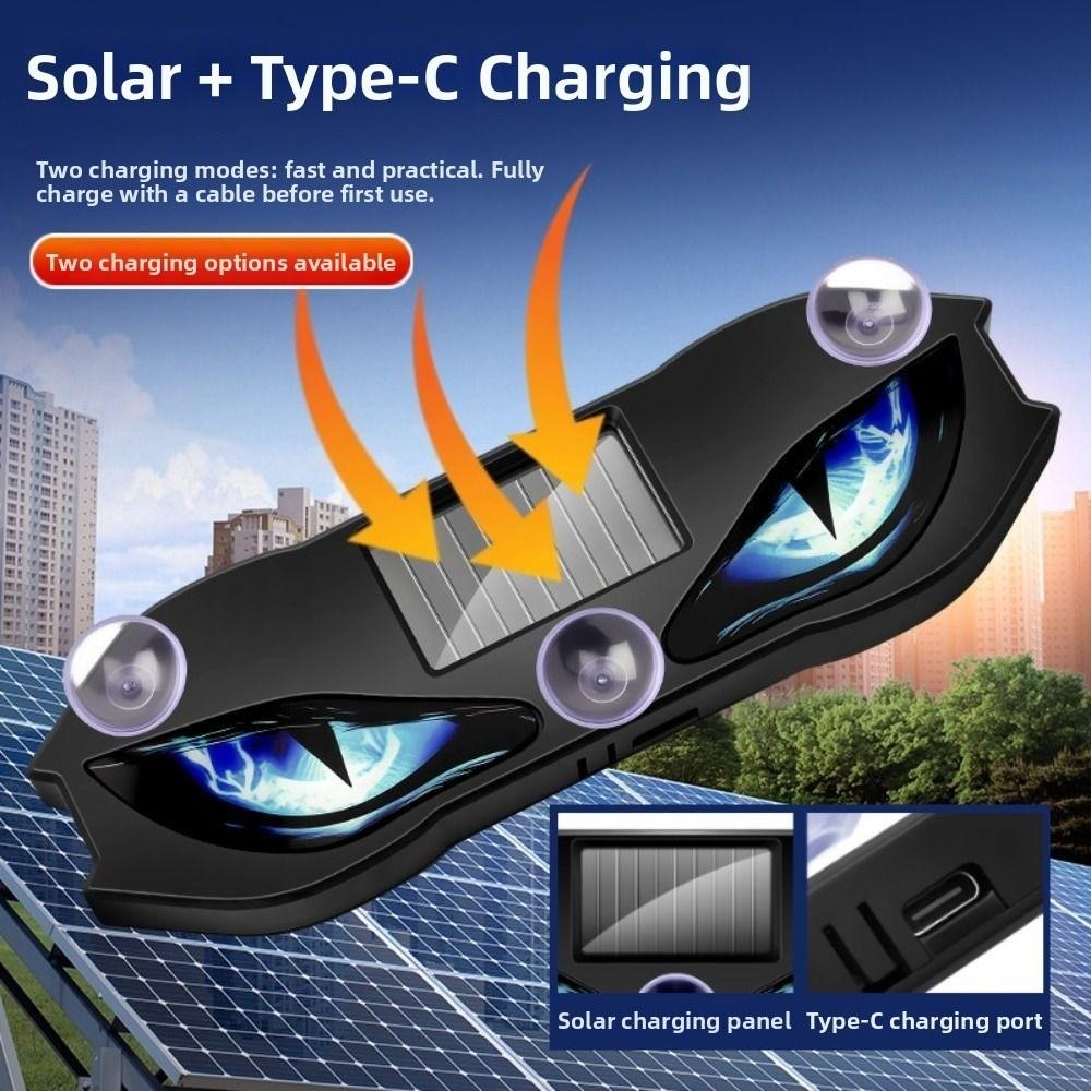 Creative Car Demon Eye Light Cool Flashing Solar Warning Light Dynamic Safety Vehicle Signal Lights Universal Dome Lights 6