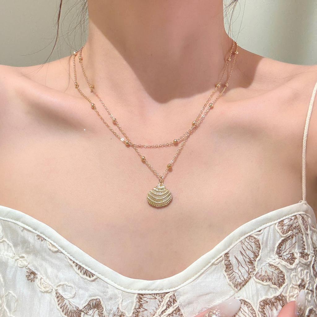 Multi-layer Shell Starfish Necklace Women's Niche Design Seaside Vacation Style Neck Chain Accessories