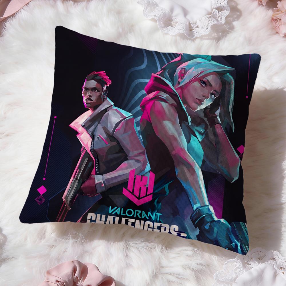 Game v-Valorants Cushion Cover Premium Comfort Reversible Pillow Cove -Two In One Design for Any Room & Car Interior