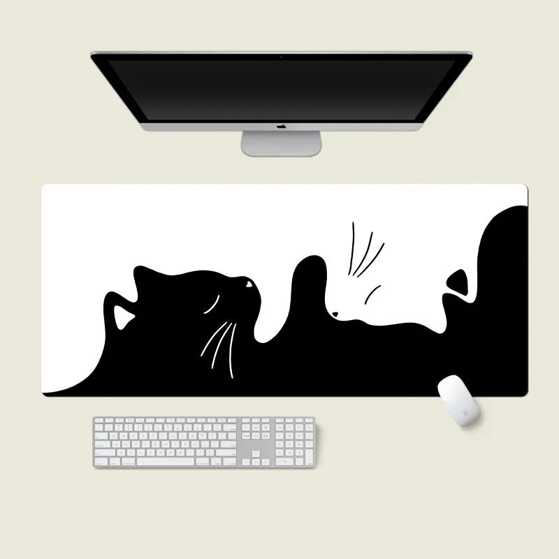 Cute Black Cat Mouse Pad Girl Large Computer Office Game Table Mats XXL Rubber PC Keyboard Mousepad Anti-slip Long Desk Pads