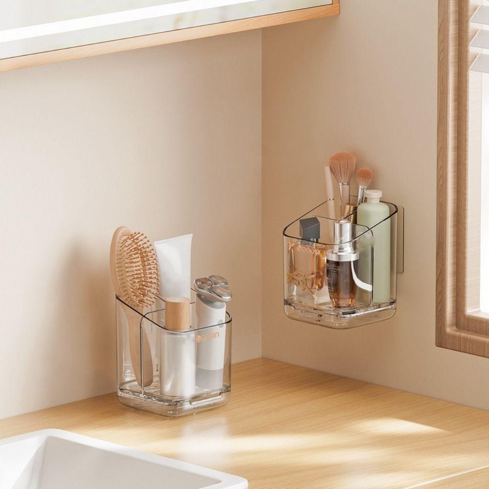 Drainage Bathroom Grid Storage Rack Punch Free Toothbrush Storage Shelves  Bathroom Organizer