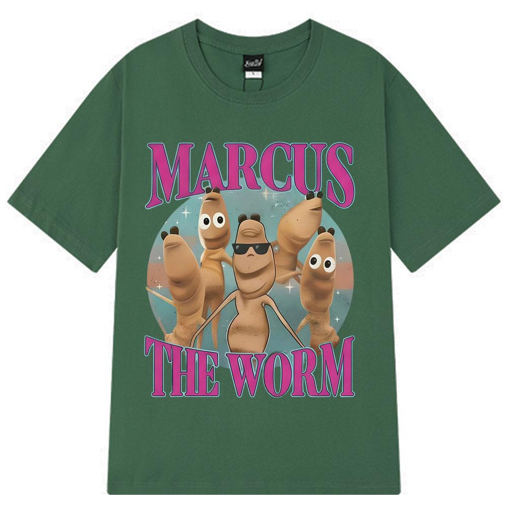 Marcus The Worm Funny Meme Graphic T-Shirt Men Women Harajuku Fashion Vintage T-shirt Short-sleeved Loose Casual Cotton T-shirts