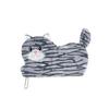 Striped Cute Cat Pencil Case In Grey Brown And Yellow Ideal For Students Stylish Bag Storage