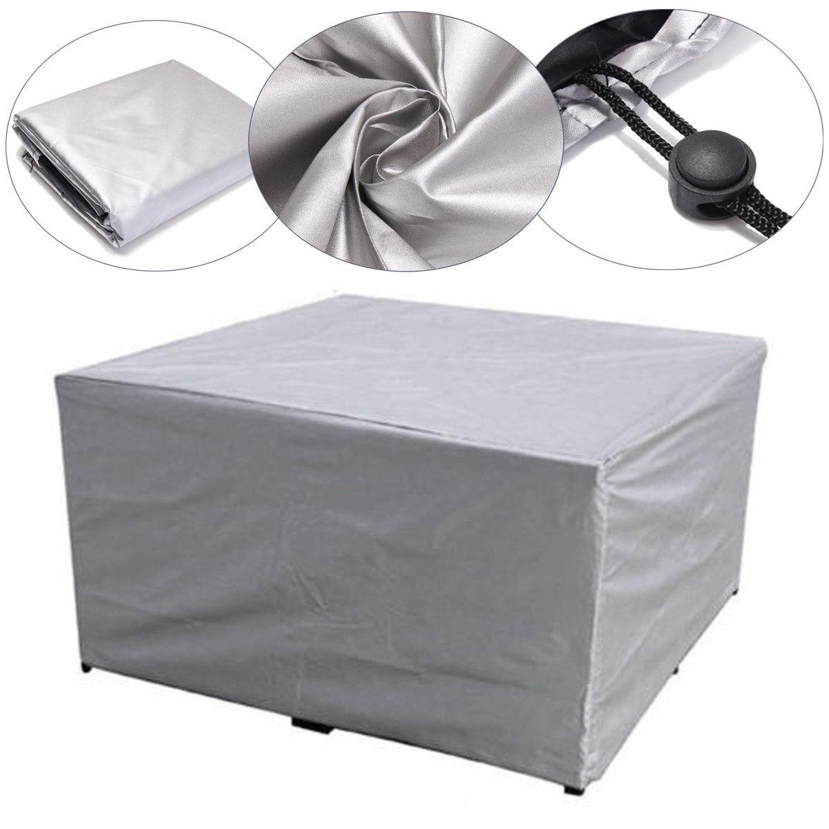 Waterproof Oxford Cloth Outdoor Furniture Cover Silver Coated Dustproof Patio Table Chair Set Cover 123x61x72cm