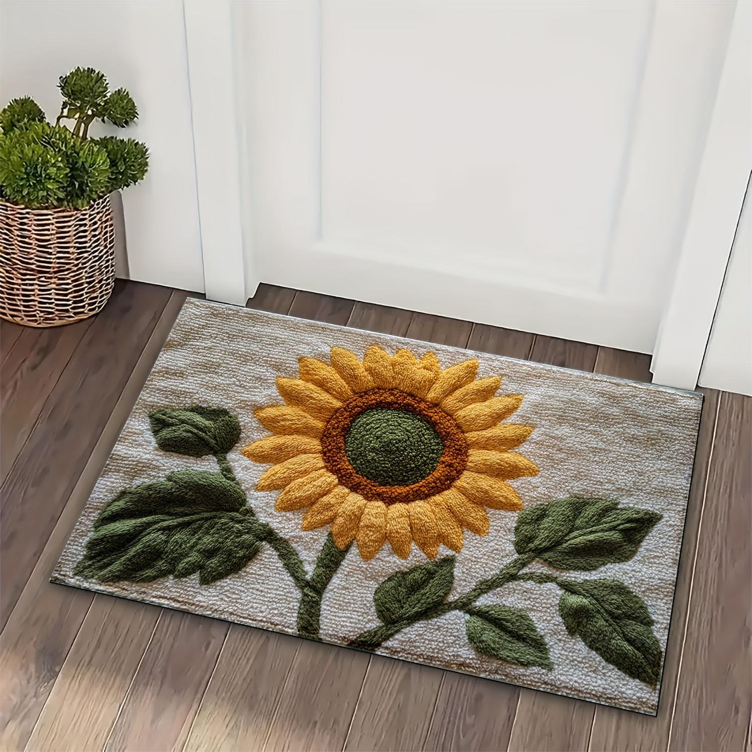 

Sunflower Carpet Uplifting Doormat Gray Welcome Mat Kitchen Rug Bathroom Mat Rug for Bedroom Carpet for Live Room Home 40X60CM (1.3X2FT