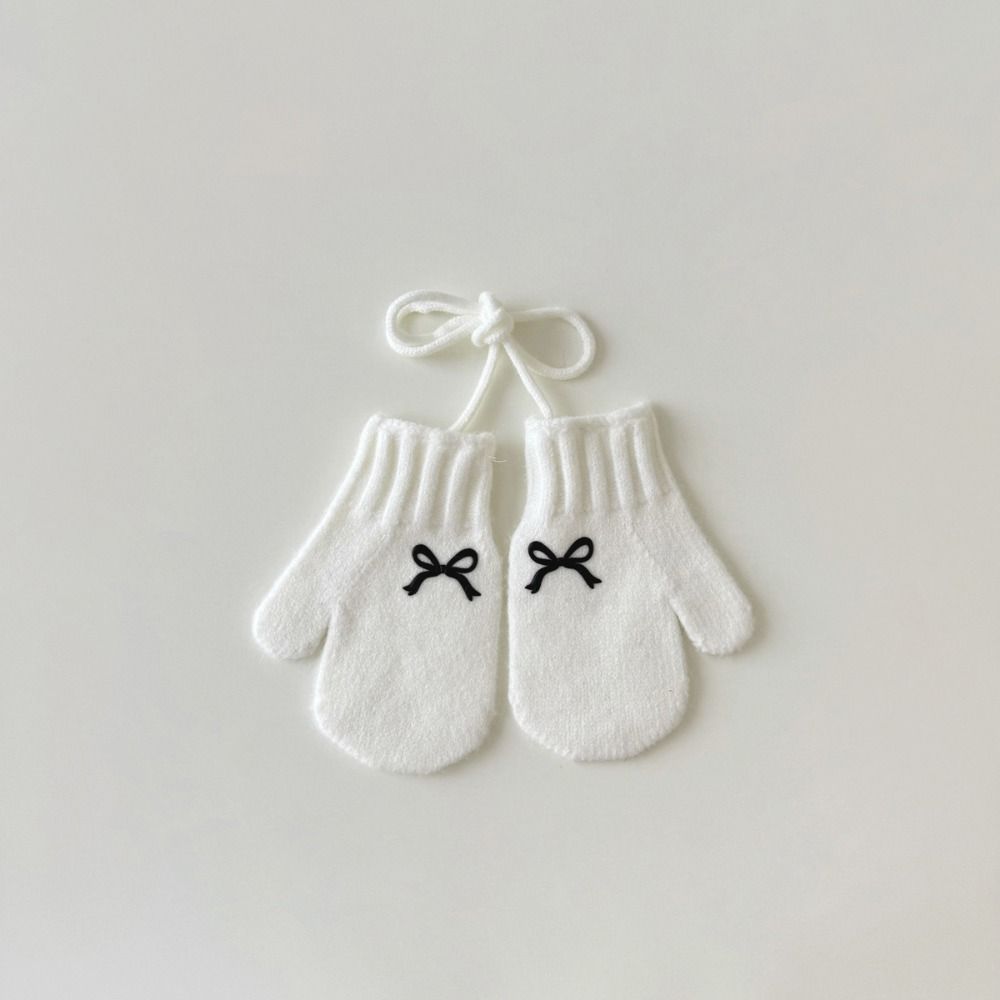 Solid Color Knit Gloves Autumn Winter Hanging Neck Gloves New Children Mittens for Children