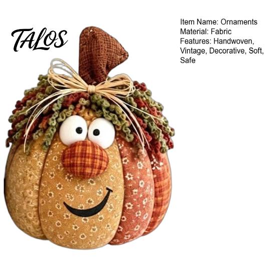 Handmade Harvest Ornaments for Thanksgiving Whimsical Patchwork Pumpkin, Pumpkin Table Decor, Cute Smiling Face Retro Decorations Halloween
