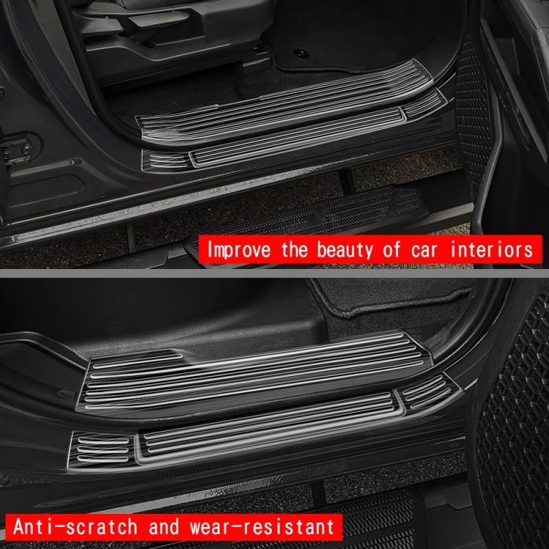 For TOYOTA TACOMA 2024 2025 Steel Inner Outer Door Welcome Pedal Threshold Bar Cover Trim Strips Door Sill Pad Car Accessories