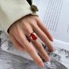 Jewelry Copper Bottom Gold-Plated Retro Simulation Bird'S Nest Cut Color Treasure Fat Square Light Luxury Ring Female 14 * 16