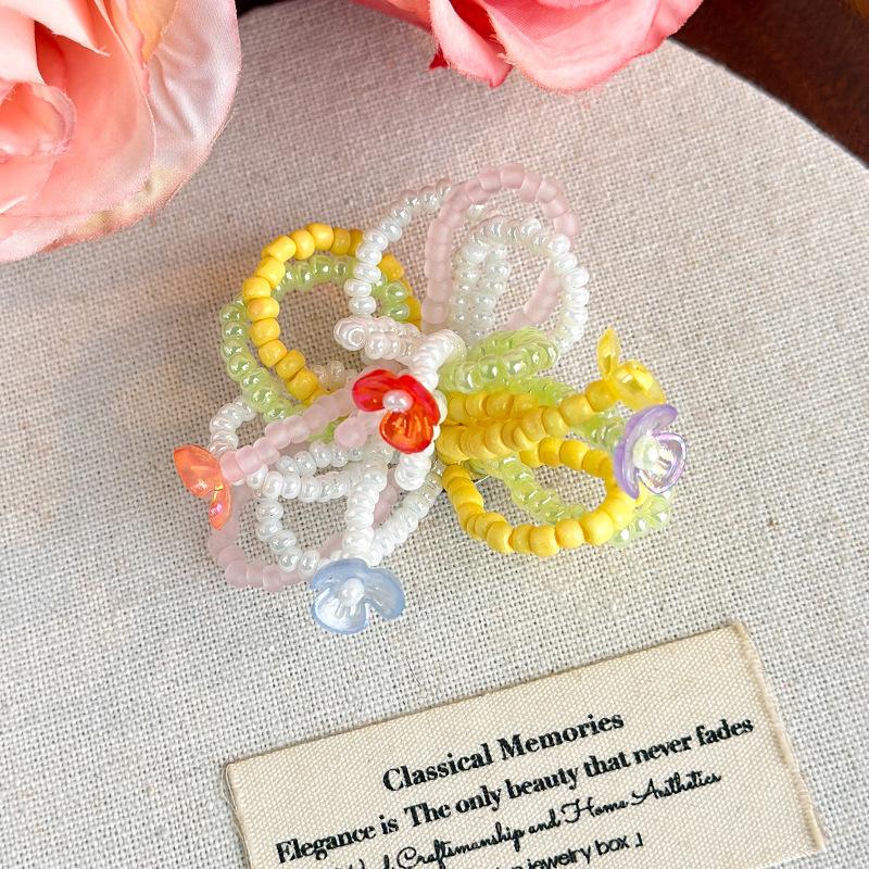 Beaded Flower Handcrafted Beaded Jelly Shoes Shoes Buckles Sandals Accessory For Woman Removable Shoe Accessories