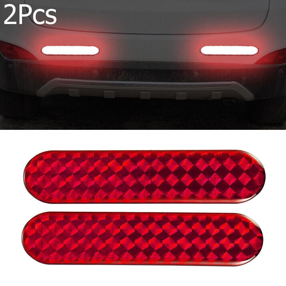 2PCS Reflective Safety Warning Strip Tape Car Door Bumper Reflector Stickers Red