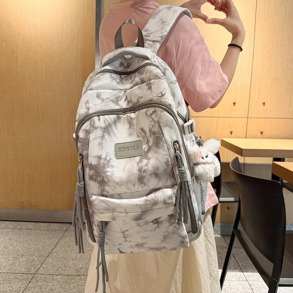 Schoolbag new niche design tie-dye schoolbag female junior high school student lightweight backpack college student leisure travel printed backpack