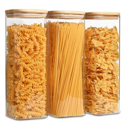ComSaf Pasta Case 2100ml Square Pasta Storage Container Glass Canister Airtight Pasta Container Storage Jar Sealed Jar Food Storage Container with