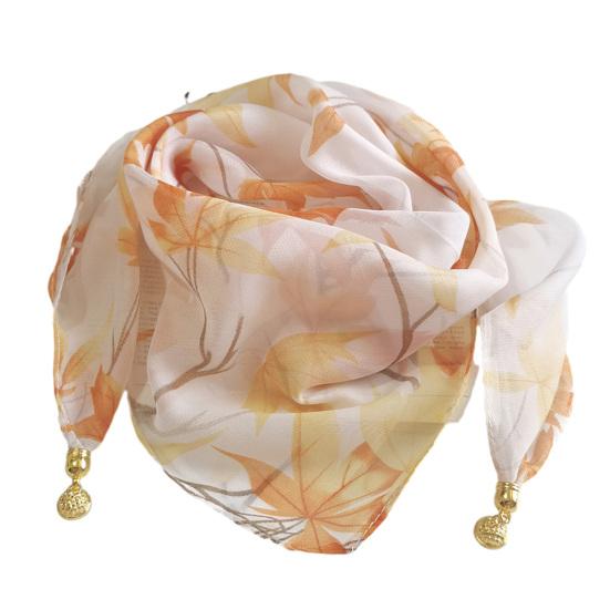 

Women Scarf Plant Flower Pattern Magnetic Metal Buckle Smooth Texture Scarf Sun Wind Protection Headscarf Beach Travel
