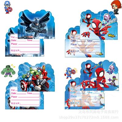 Cartão de Convite Infantil Convite para Festa de Aniversário Homem-Aranha Batman Hulk Cartão de Convite para Festa