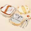 WORTHBUY Cute 304 Stainless Steel Divided Lunch Box With Cutlery Heatable Large Capacity Sealed Food Container Set For Student