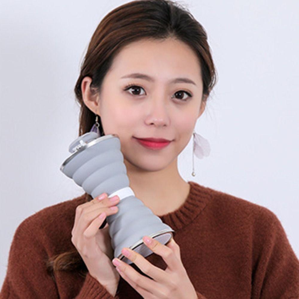 500ml Silicone Foldable Water Bottle Leak Proof with Hook Camping Collapsible Cup Heat Resistant Hangable Drinking Cup Hiking